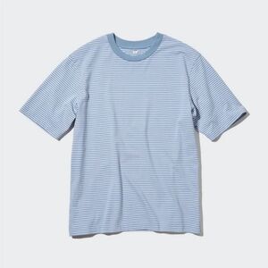 Uniqlo Blue Oversized Striped Crew Neck Half-Sleeve T-Shirt Small